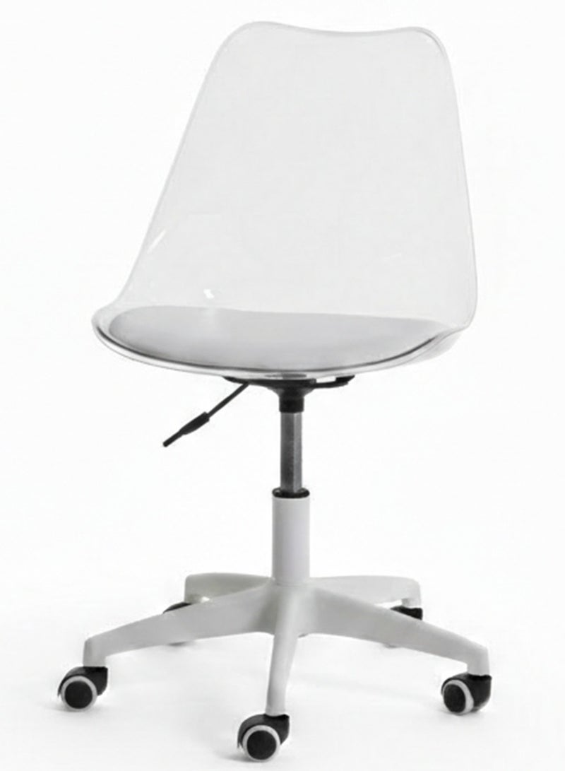 TarafCom Modern transparent acrylic office chair with padded seat and caster base - Image 1